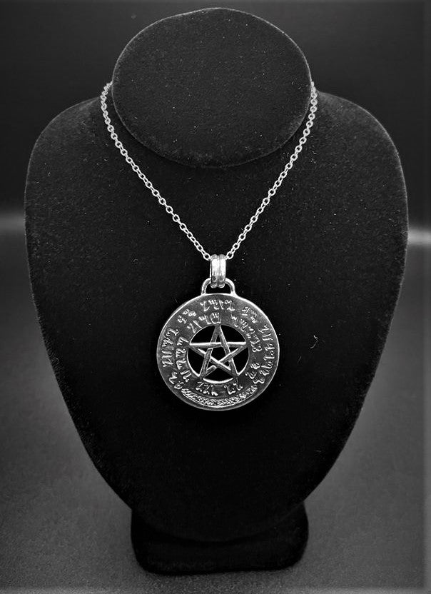Colgante de Plata Esterlina con Pentaculo Theban Prosperity Prayer